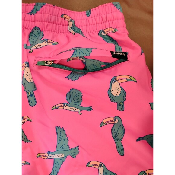 Men's Chubbies Swim Trunks with Mesh Liner The Toucan Do Its Pink Medium - Picture 5 of 7